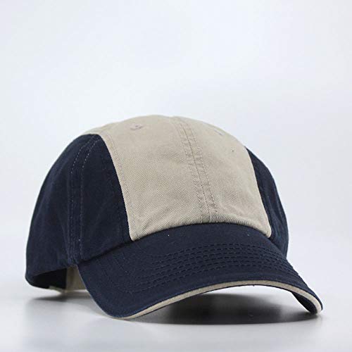 Washed Cotton Twill Five Panel Adjustable Camper Caps - color: Navy/Khaki