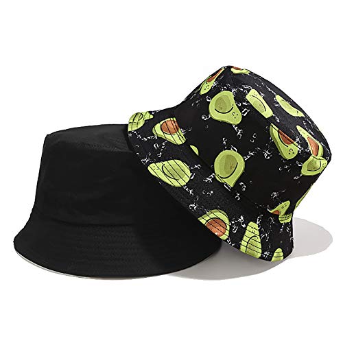Unisex Bucket Hat Beach Sun Hat Aesthetic Fishing Hat for Men Women Teens, Reversible Double-Side-Wear - color: Avocado Black