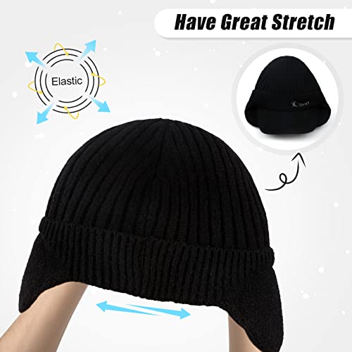 BAVST Hat for Men Knitted Beanie Women Winter Hats Men’s Stretchy Caps Outdoor Beanies Fleece Lined Ear Warmer - color: C-black