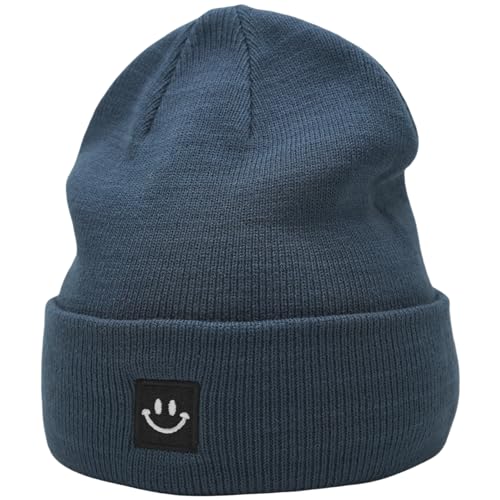 55cube Unisex Winter Beanie Hats Warm Thick Knit Cuffed Skullcaps - color: Dark Blue Green