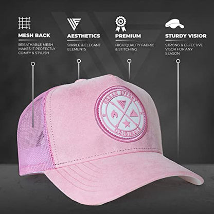 Urban Effort Trucker Hat for Men & Women, Mesh Back Baseball Cap, 5 Panel - color: Pink, style: Mesh Back