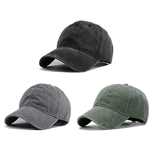 HH HOFNEN Baseball Cap Washed Cotton Unstructured Vintage Hat for Men Women - color: #2 Black+gray+army Green