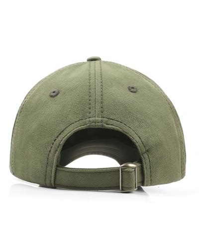 Zylioo Small Baseball Cap for Men Women, Adjustable Unstructured Dad Hat - color: Army Green-fits 21.7"-22.4"/55cm-57cm