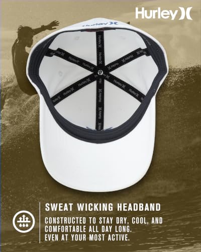 Hurley Men's Caps - One & Only Flexfit Baseball Cap - Fitted Hats for Men (S-XL) - color: Summit White, size: Small-Medium