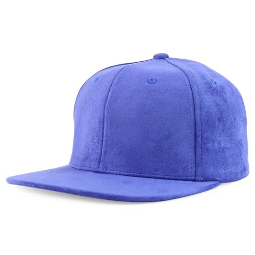 Trendy Apparel Shop Plain Suede Flat Bill Snapback Cap - color: Royal