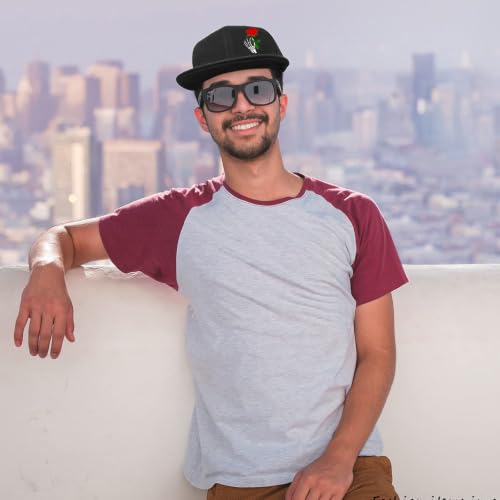 Snapback Hat for Men Skeleton Skull Hat Baseball Hats for Men - color: Holding a Rose