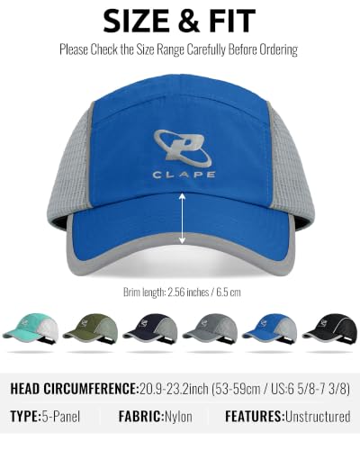 Croogo 5 Panel Running Hat Quick-Drying Lightweight Mesh Baseball Cap - color: Electric Blue