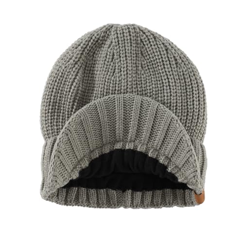 Home Prefer Men's Winter Hat Thick Knit Beanie Cap with Visor Newsboy Beanie Hat - color: Dusty Green