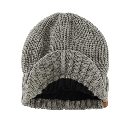 Home Prefer Men's Winter Hat Thick Knit Beanie Cap with Visor Newsboy Beanie Hat - color: Dusty Green