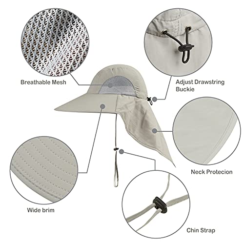 Outdoor Sun Hat for Men with 50+ UPF Protection Safari Cap Wide Brim Fishing Hat with Neck Flap, for Dad… - color: Navy Blue