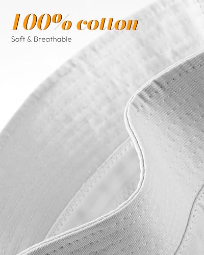 HONGTEYA Bucket Sun Hats for Woman Men Cotton Summer Beach Hat Golf Fishing - color: White, size: Medium