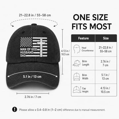 Man of God Husband Dad Embroidered Hat Camping Caps for Women - color: Man of God Husband Dad 1