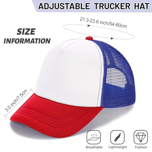 Ultrafun 10 Pack Trucker Hat Mesh Sublimation Blank Hats Adjustable Baseball Caps Hats for Men Women - color: Red Blue White