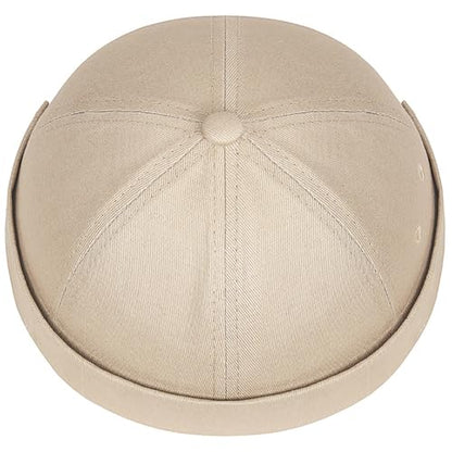 DIYDECAL Brimless Docker Cap,Skullcap Beanie, Retro Sailor Hat for Mens Womens - color: Beige