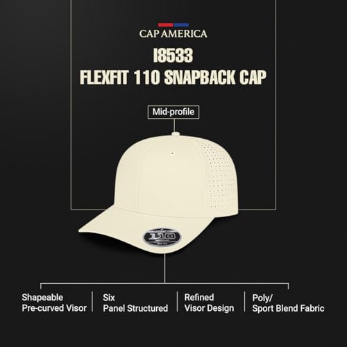 Cap America i8533 Flexfit 110 Performance 6-Panel Adjustable Snapback Cap - color: Dark Green