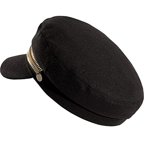 Brcus Men Women Newsboy Cabbie Peaked Beret Cap Baker Boy Yacht Captain Sailor Hat - color: Black1