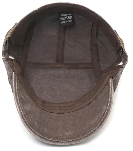 Initlove Mens Newsboy Cap Washed Beret Ivy Hat Flat Hats for Cabbie Driving - color: Coffee
