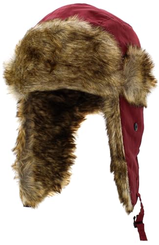 Wool Blend Aviator Trapper hat Trooper Ear Flaps Ushanka Eskimo Russian Warm Winter Cold… - color: Burgundy Classic Solid