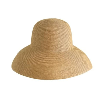 Women Floppy Sun Hat Wide Brim Straw Beach Cap UPF Straw Foldable Sun Hat for Summer - color: Khaki
