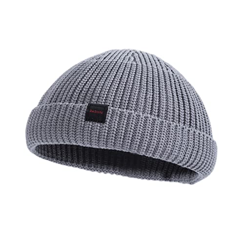 Fisherman Beanie Hats for Men Women,Knit Trawler Skull Cap,Watch Cap,Spring Fall Winter Warm Short Hats - color: (Cotton)-ultimate Gray-m