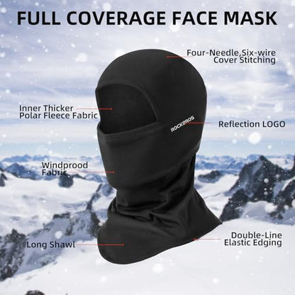 ROCKBROS Ski Mask Balaclava Cold Weather Scarf Thermal Winter Neck - color: Black