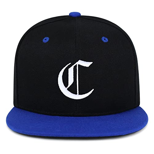 JPAK Old English Letter C Hip-Hop Snapback Hat Embroidered Baseball Cap English Alphabet - color: 16. Black/Blue