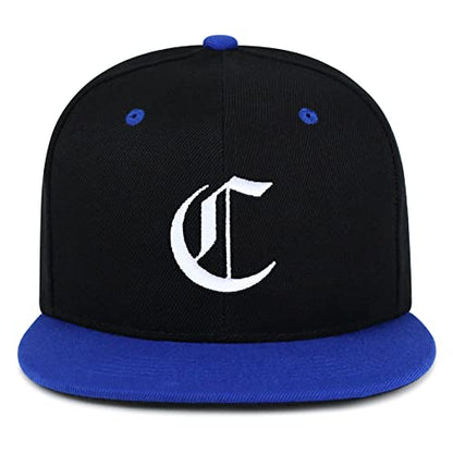JPAK Old English Letter C Hip-Hop Snapback Hat Embroidered Baseball Cap English Alphabet - color: 16. Black/Blue