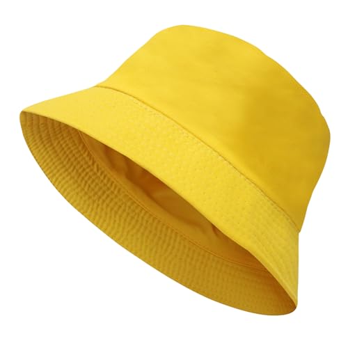 NPQQUAN Reversible Bucket Hats for Men Woman Packable Foldable Sun Hats for Women - color: Yellow(reversible)