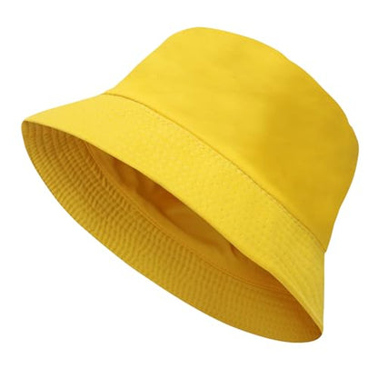 NPQQUAN Reversible Bucket Hats for Men Woman Packable Foldable Sun Hats for Women - color: Yellow(reversible)
