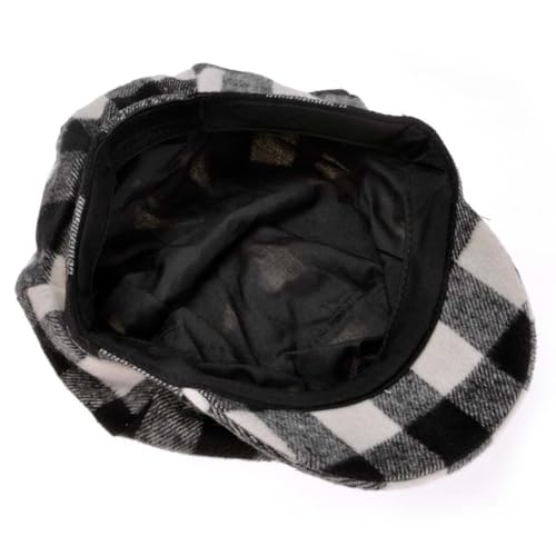 ZLYC Women Classic Newsboy Cap Visor 8 Panel Gatsby Cabbie Paperboy Hat - color: (Plaid) White