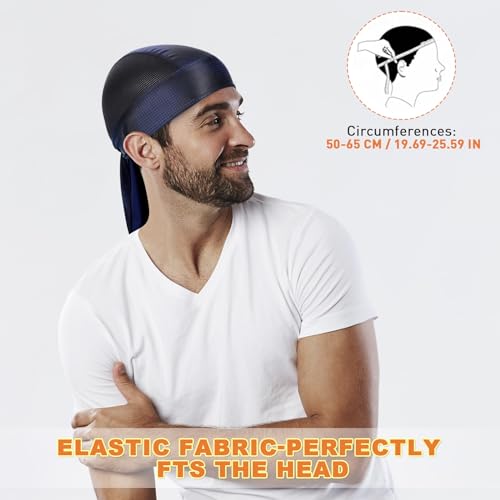 YANIKY Bandanas Skull Caps for Men, Women Skull Cap Helmet Liner Dew Rags - color: Deep Blue