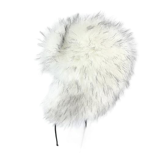 Y2K Faux Fur Russian Hat, Soft, Warm Winter Trapper Hat with Earmuffs for Men and Women - color: White