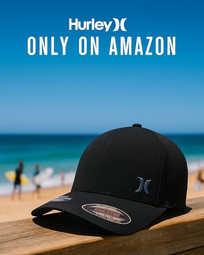 Hurley Men's Baseball Cap - Sweat-Wicking Fitted Baseball Hats for Men (S-XL) - color: Obsidian, size: Small-Medium
