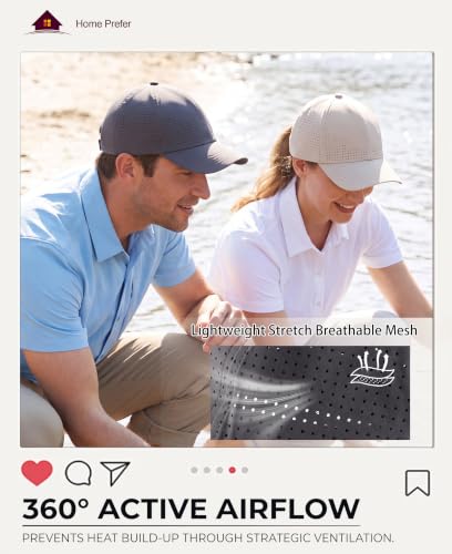 Home Prefer Mens Womens UPF50+ Sun Hat Athletic Adjustable Baseball Cap Quick Dry UV Protection Workout Running Golf Hat - color: Dark Grey, size: Medium