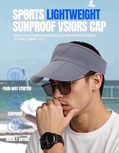 Sports Sun Visor Hats Men Women Lightweight Run hat Adjustable Quick Dry Sun Cap - color: Gray