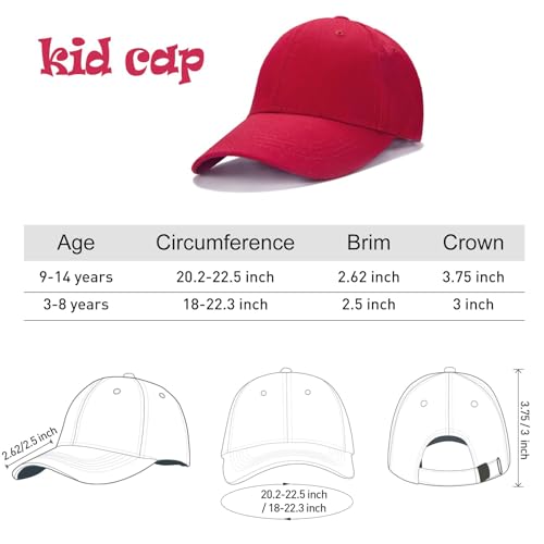 Edoneery Kids Baseball Hat, Adjustable Cotton Cap - color: Red, style: 3-8 Years