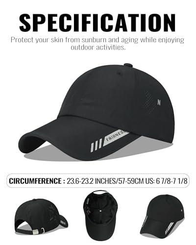 Croogo Quick Dry Running Hat Sun UPF 50+ Lightweight Baseball Cap for Men - color: Black