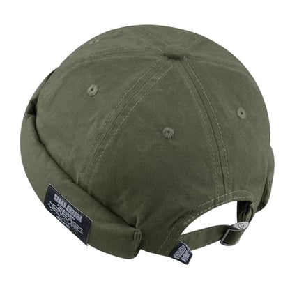 Croogo Cotton Brimless Hat for Men Rolled Cuff Docker Cap Casual Worker Hat - color: Gd30-green