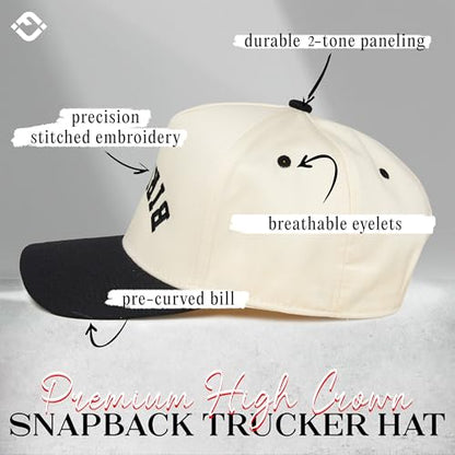 Funky Junque Adult Trucker Snapback Hat 2-Tone Baseball Cap - color: Birdies (Upside Down) - Black/Beige