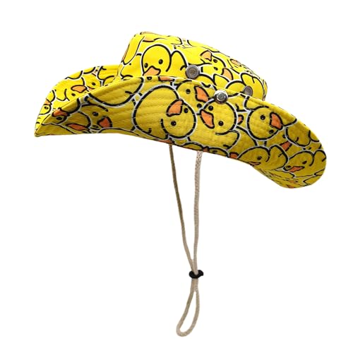 Sun Bucket Hat for Men Women Fishing Beach Safari Trendy Cotton Cowboy Cap for Golf Hiking Hunting Outdoor Boonie - color: Duck Yellow
