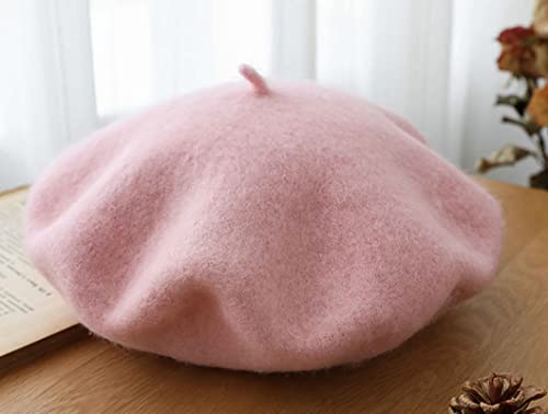 Kids Girls French Beret Hat Artist Hat Solid Warm Beanie Cap Winter Autumn - color: Pink