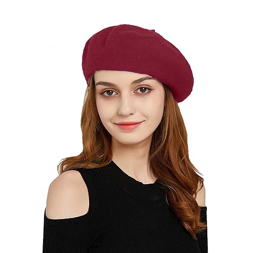 French Beret Hats for Women - Classic and Stylish Women's Beret Collection for Effortless Chic, Perfect for Any Occasion - color: Wine Red