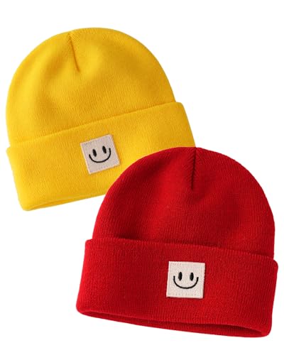 FURTALK Baby Beanie Toddler Winter Hat Boys Girls Kids Warm Knitted Cap - color: Red+yellow, size: 6-36 Months