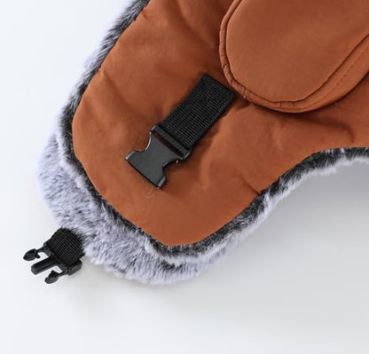 Connectyle Men's Trapper Hat with Faux Fur Linning Eskimo Windproof Winter Warm Hats Ushanka Hunting Hat - color: Caramel