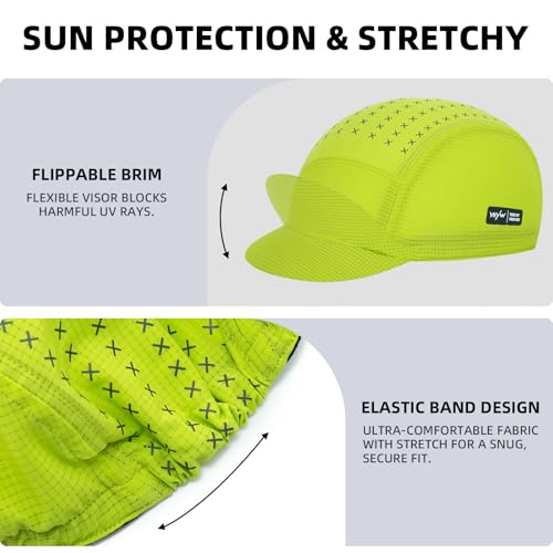 YKYWBIKE Cycling Cap for Men & Women,Sun Protection Cycling Hat Under Cycling Helmet,Cooling Helmet Liner with Sun Visor - color: Yellow