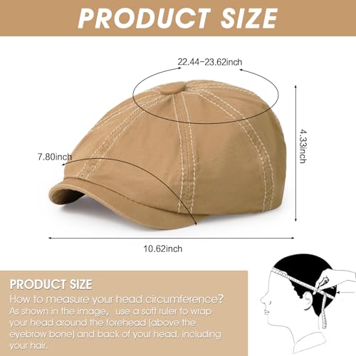 Newsboy Cap for Men Cotton 8 Panel Men's Flat Cap - color: Khaki+armygreen, size: One Size