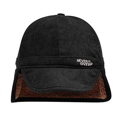 CLAPE Russian Trapper Ushanka Hat Eskimo Warm Pilot Cap Hats Earflaps Baseball Cap Visor Dad Hat for Outdoor Skiing - color: Dj05-black