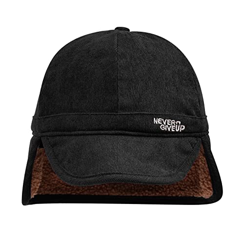 CLAPE Russian Trapper Ushanka Hat Eskimo Warm Pilot Cap Hats Earflaps Baseball Cap Visor Dad Hat for Outdoor Skiing - color: Dj05-black