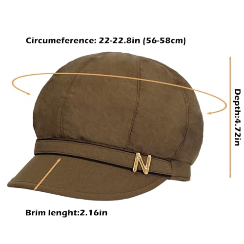 Women Retro Classic Visor Newsboy Cabbie Cap Beret Hats with Flower Buckle for Woman Ladies - color: 10coffee