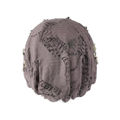 haozaikeji Women Flower Turban Hat Rhinestones Muslim Islamic Head Wrap African Pearl Turban Soft Stretchy Head Cover - color: Light-purple